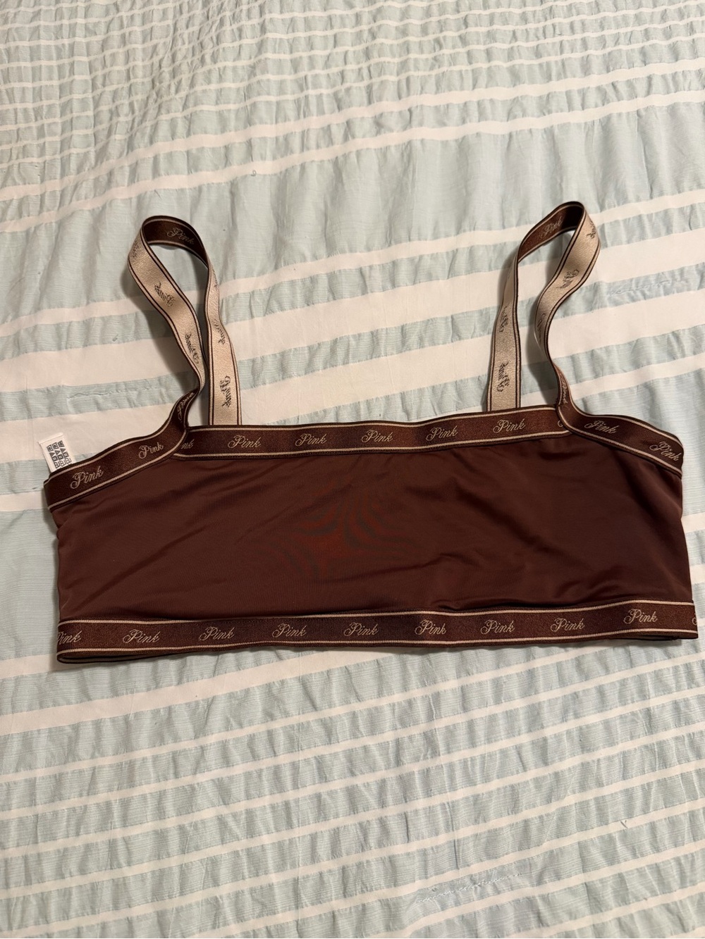 PINK Victoria's Secret Brown Logo-Trim Bralette